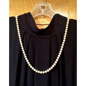 1161.  Heavy Vintage Pearl Strand Necklace Gold Tone Clasp